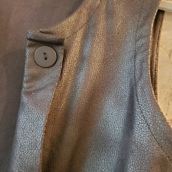 Women’s Ou Empereur Ou Rien Montreal Quebec Sz M Blazer Black Vest Duster Moto - Picture 3 of 8